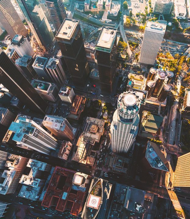 Aerial view of a Downtown LA